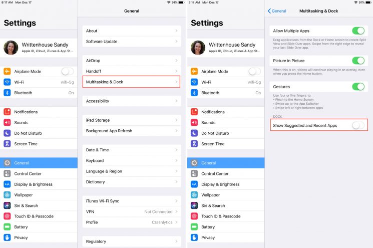 How to hide suggested and recent apps from the Dock on iPad