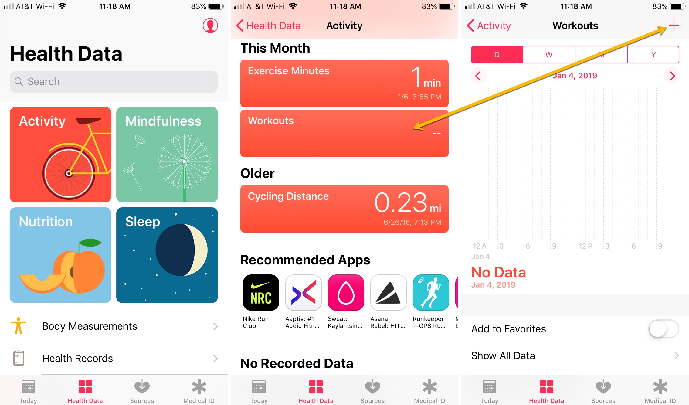 Activity Add Workout Manually in Health App