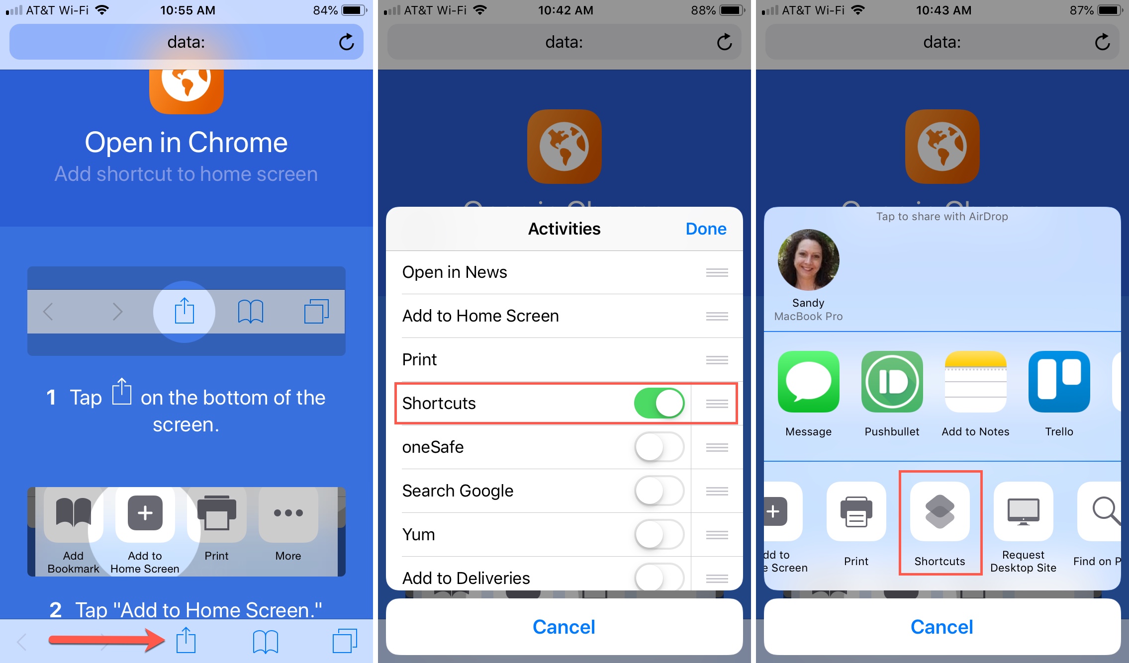 Add Shortcuts to Sharing Menu in App
