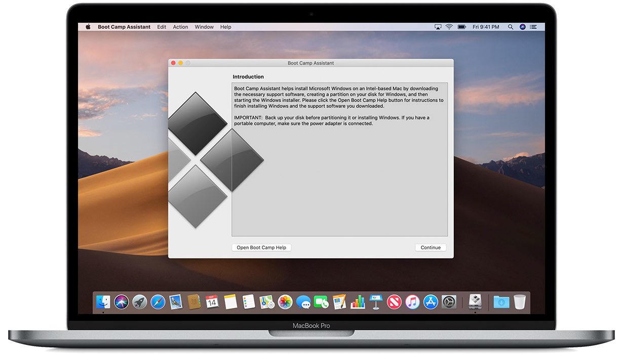 Apple's Boot Camp running on a Mac notebook
