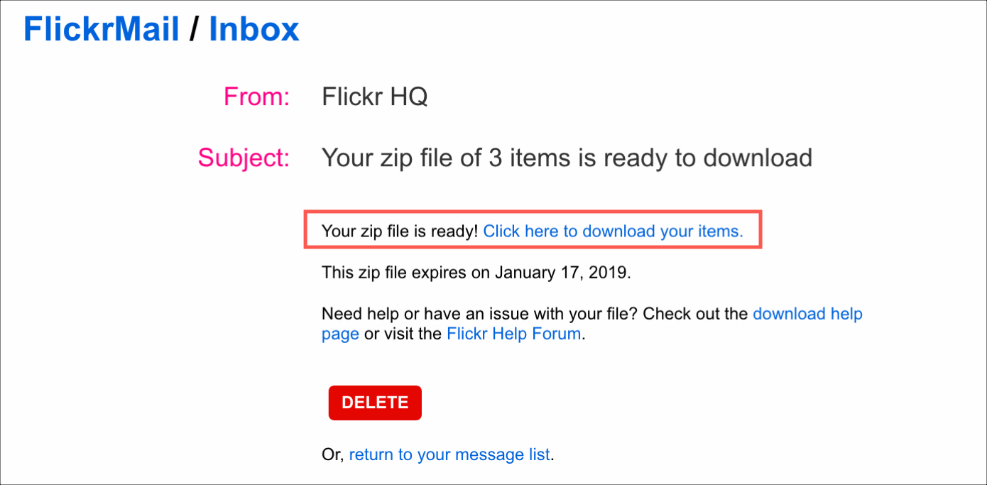 FlickrMail Download Ready