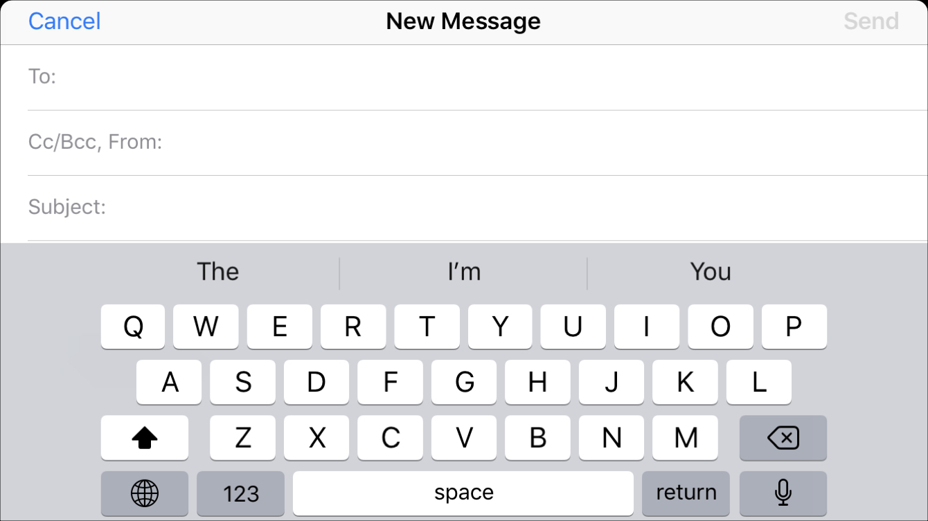 iPhone keyboard in email message