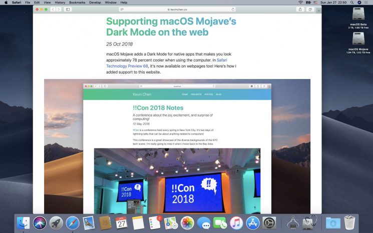 macOS Mojave 10.14.4 enables automatic Dark Mode on websites with black ...