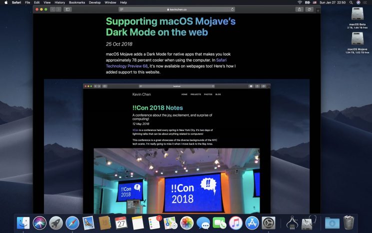 macOS Mojave 10.14.4 enables automatic Dark Mode on websites with black ...