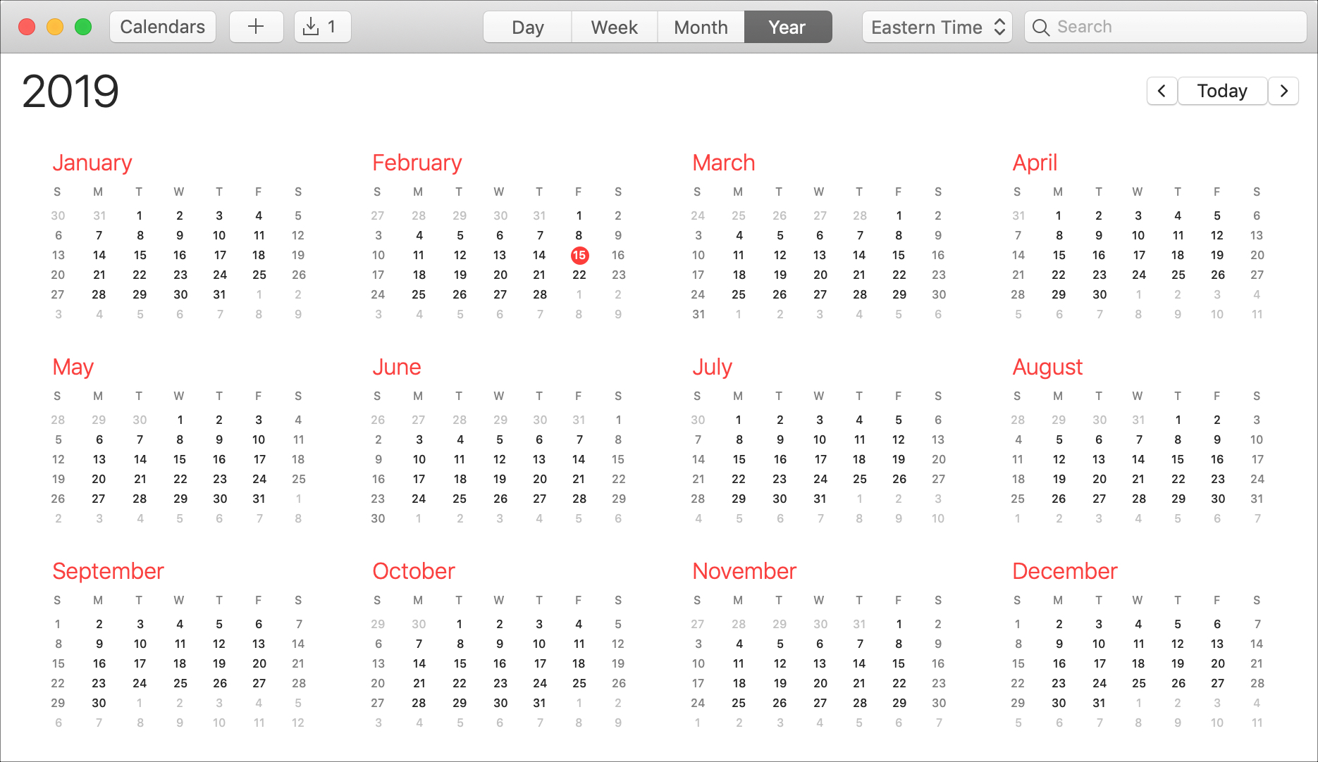 Calendar on Mac