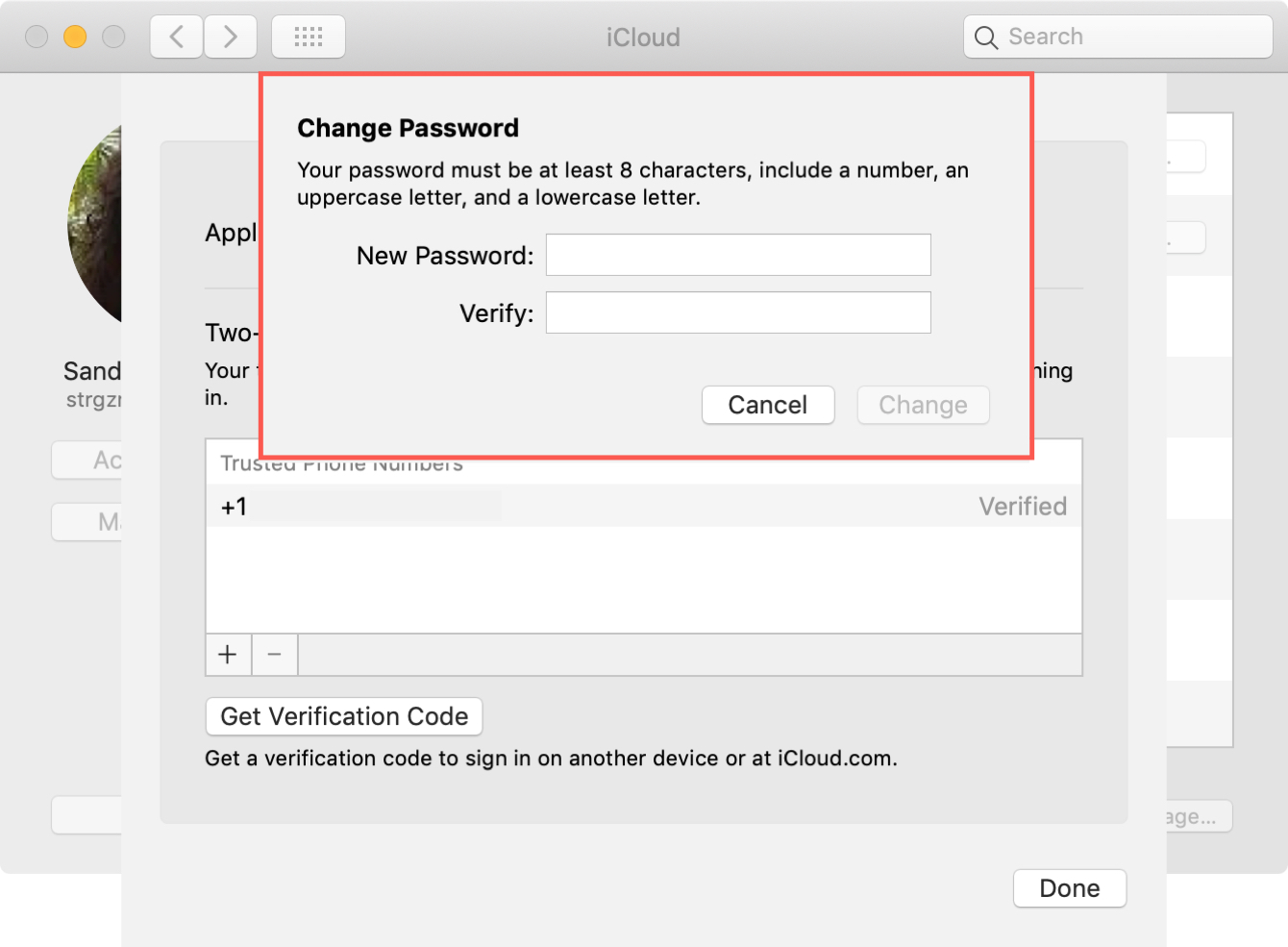 Change Apple ID Password in Settings Mac