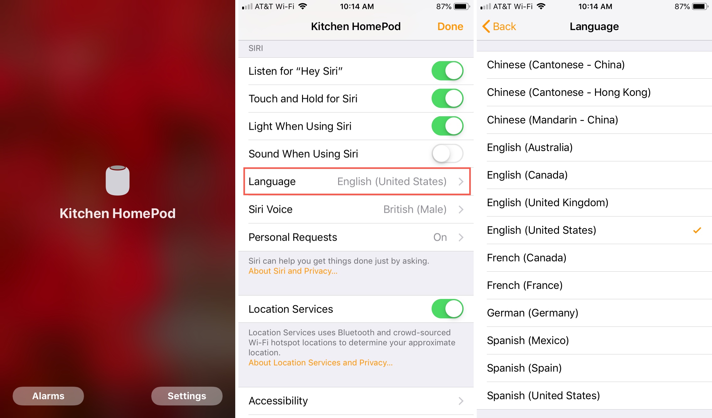 Change Siri Language on HomePod from iPhone