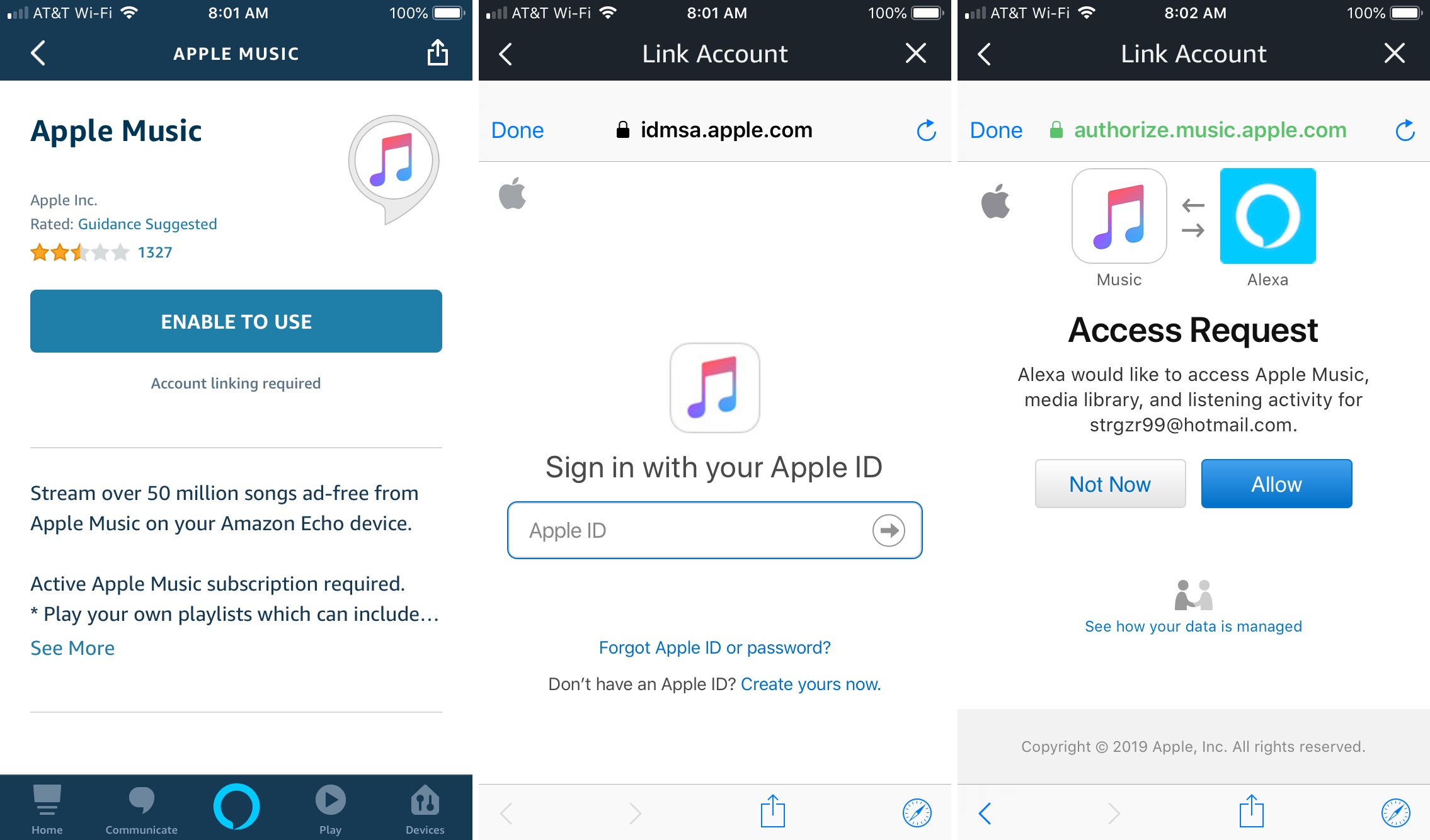 Enable Apple Music in Alexa App