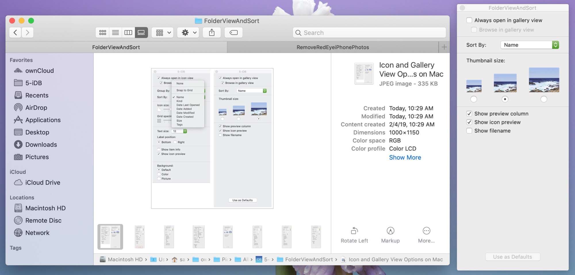 Finder View Options and Sort Order on Mac