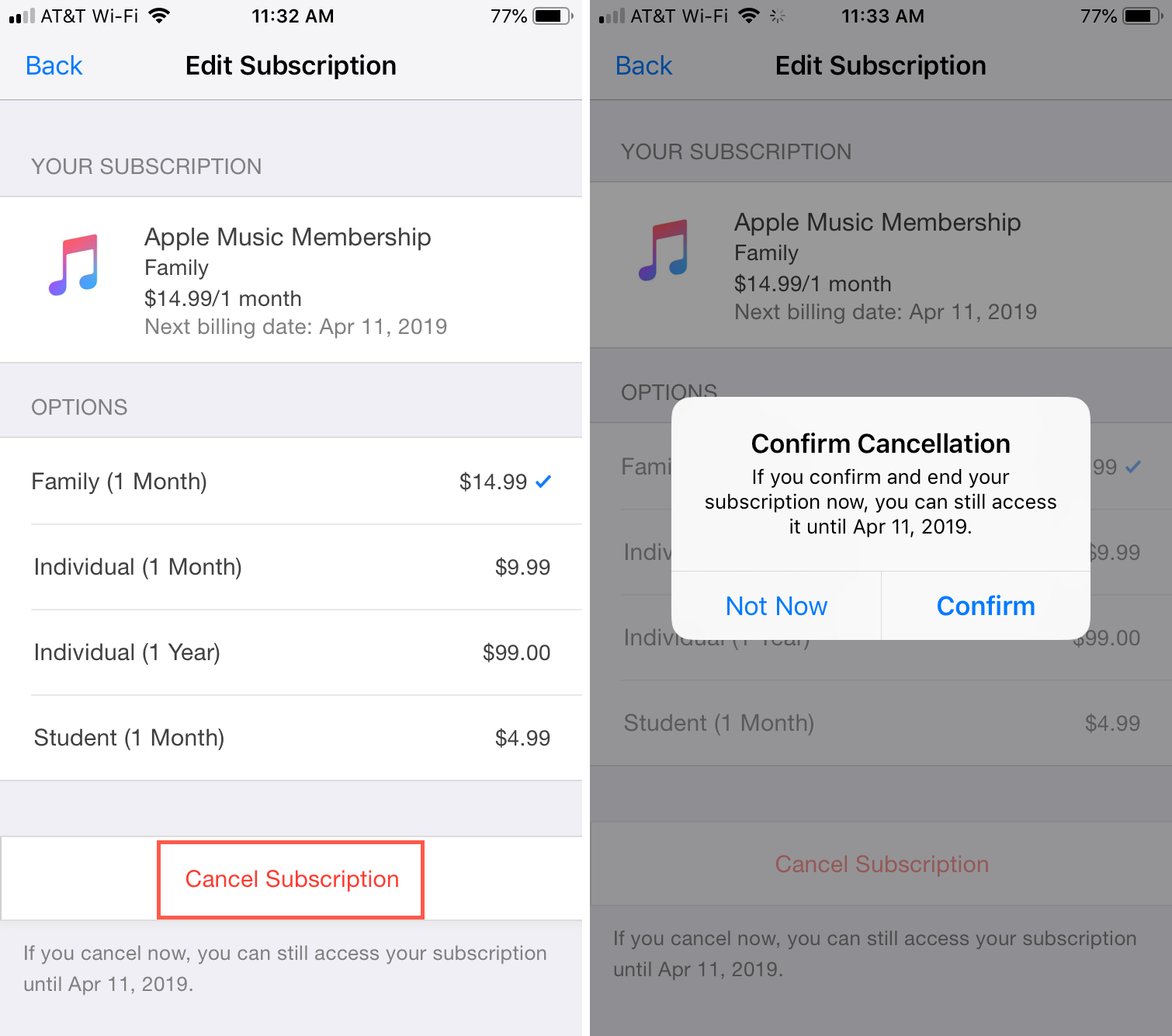 Cancel Apple Music Subscription App Store on iPhone