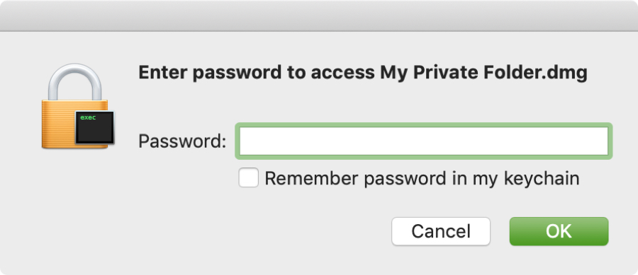 Enter password for disk image Mac