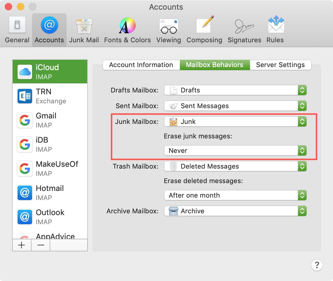 Delete Junk Mail Messages on Mac Mail