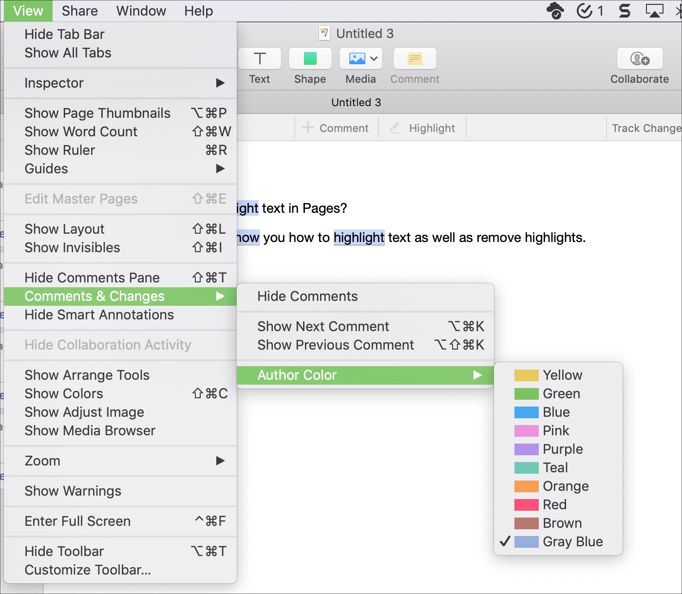 How to highlight text in Pages on Mac and iOS