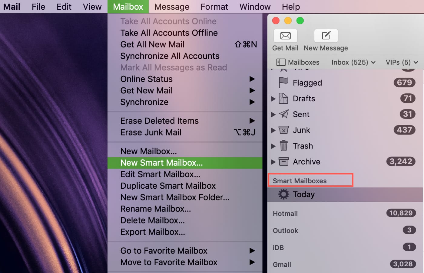New Smart Mailbox in Mail on Mac