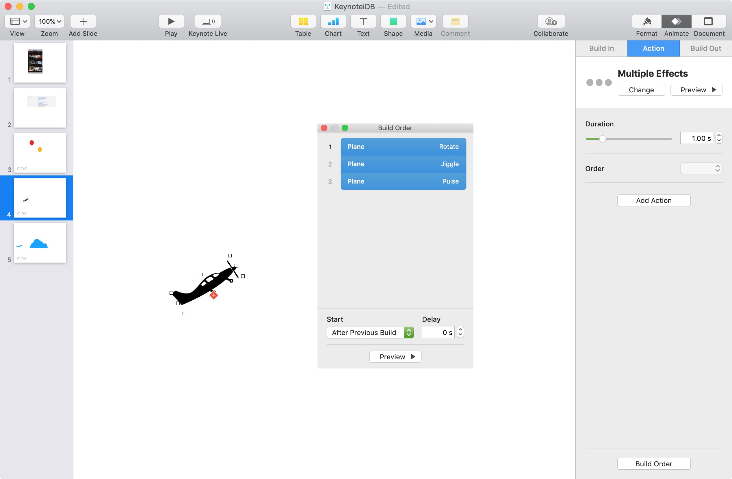 Add Actions to an Animation in Keynote Mac