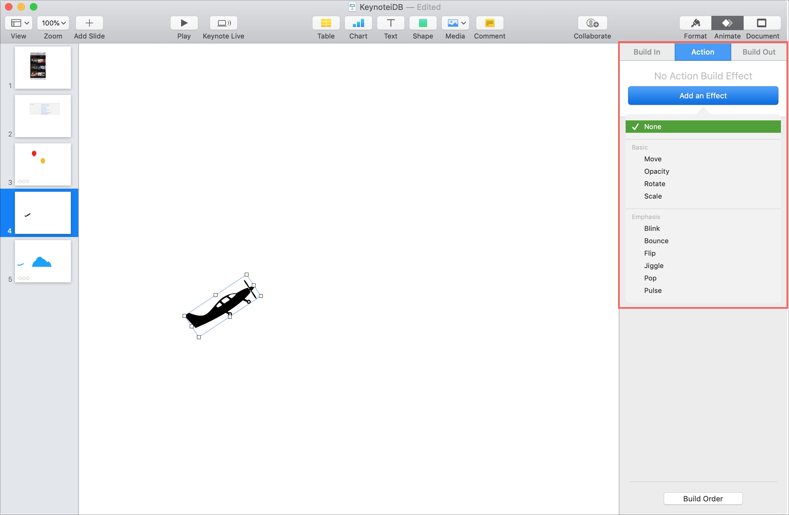 How to animate objects on a slide in Keynote on Mac