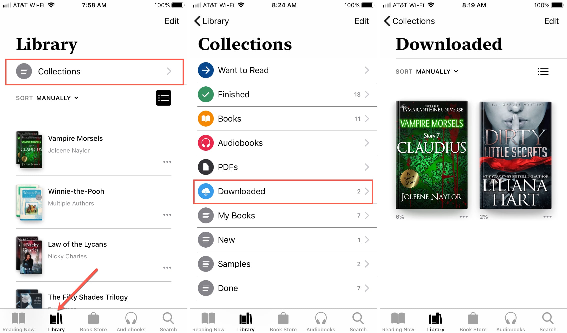 Books app Library Collections Downloaded iphone