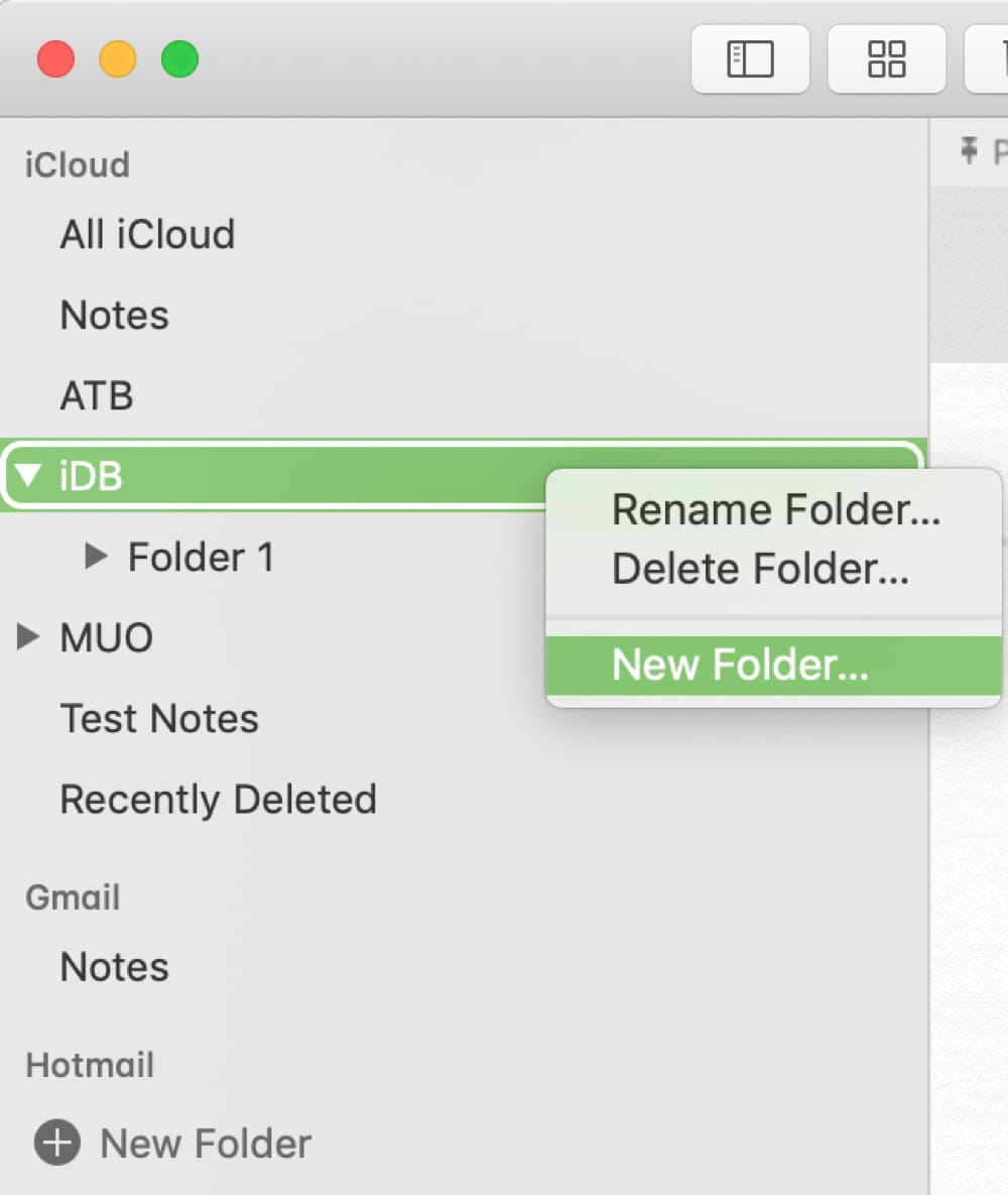 New Folder in Notes on Mac