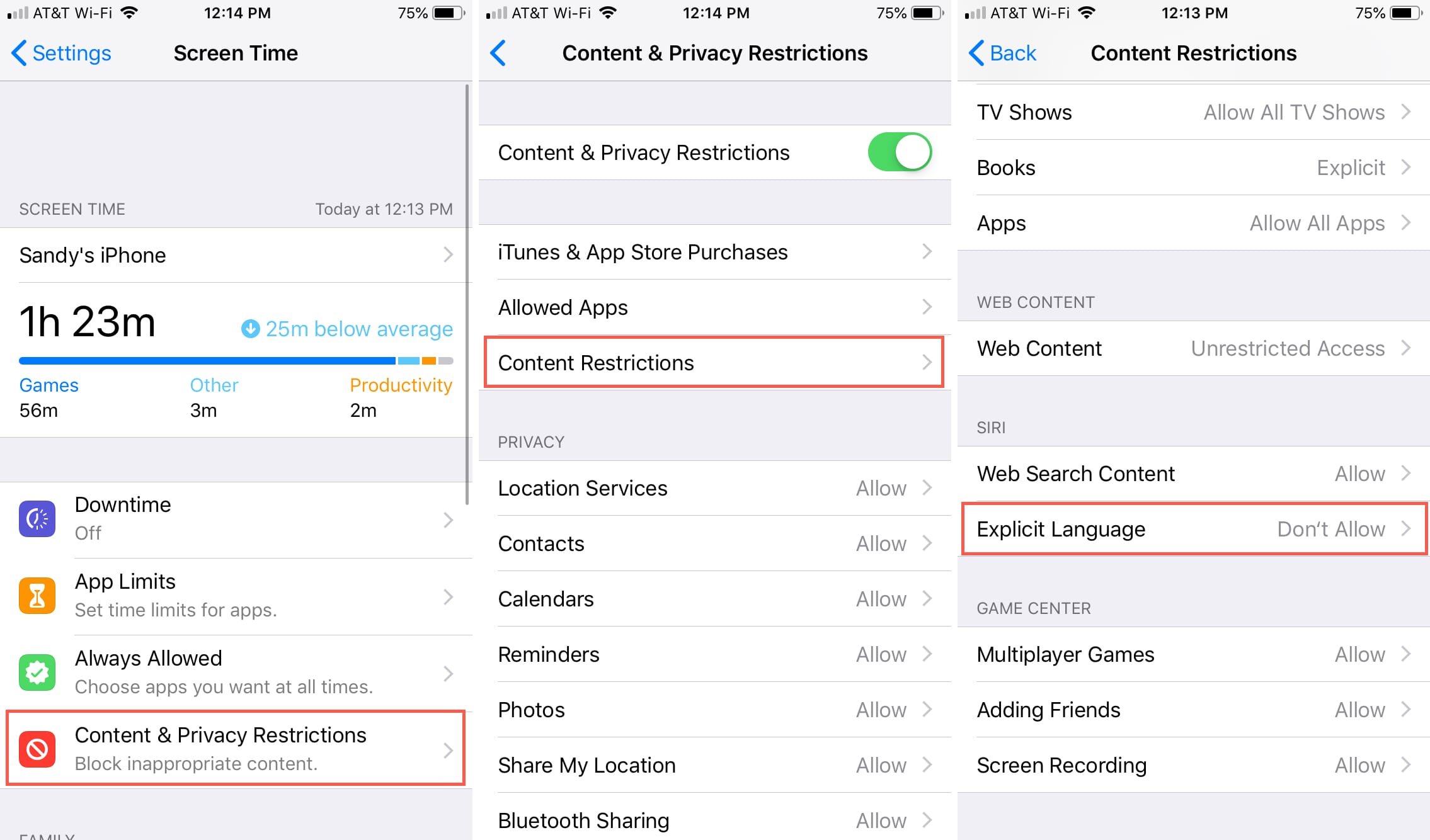 Privacy Restrictions Siri Explicit Language iPhone