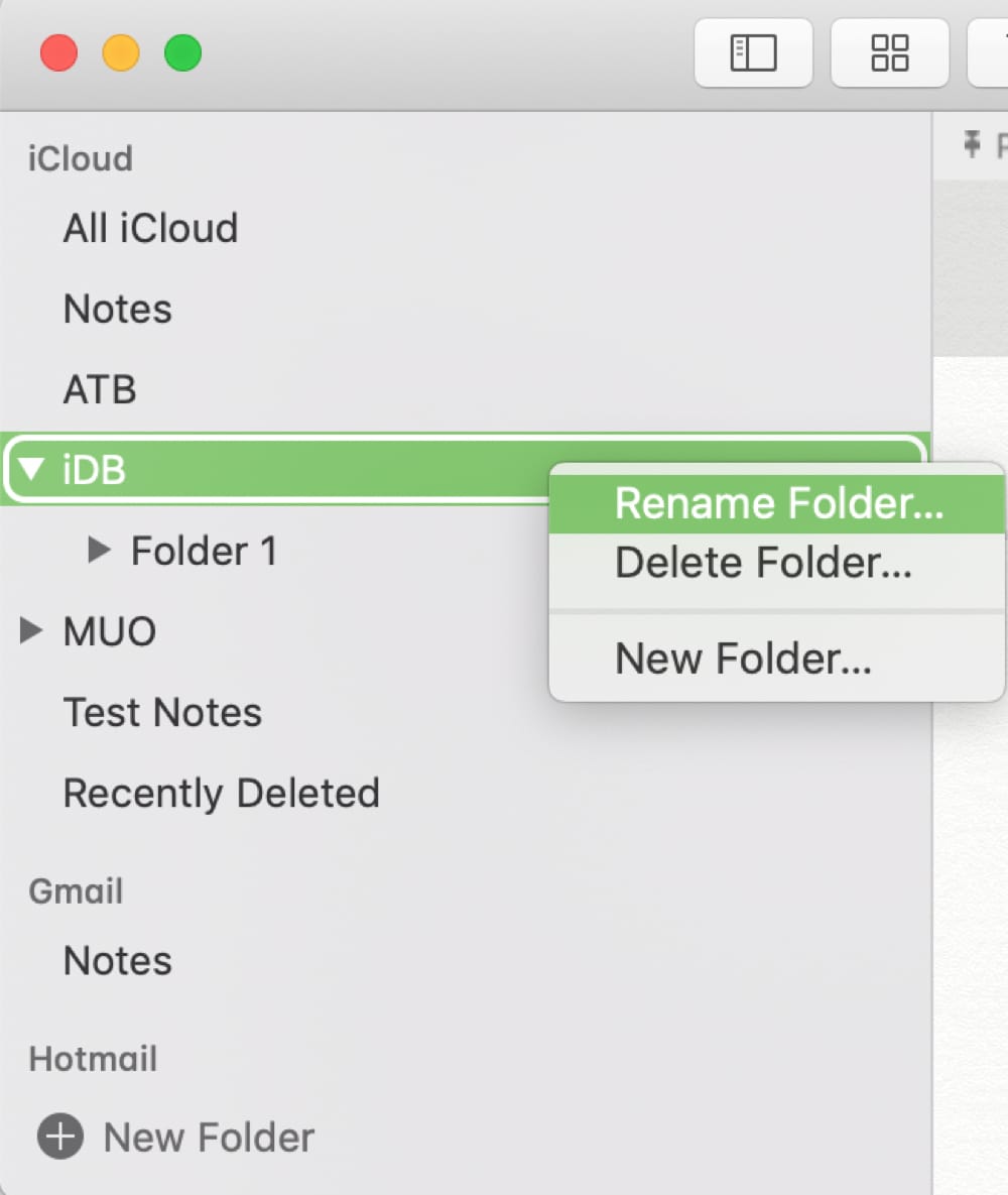Rename Folder in Notes on Mac