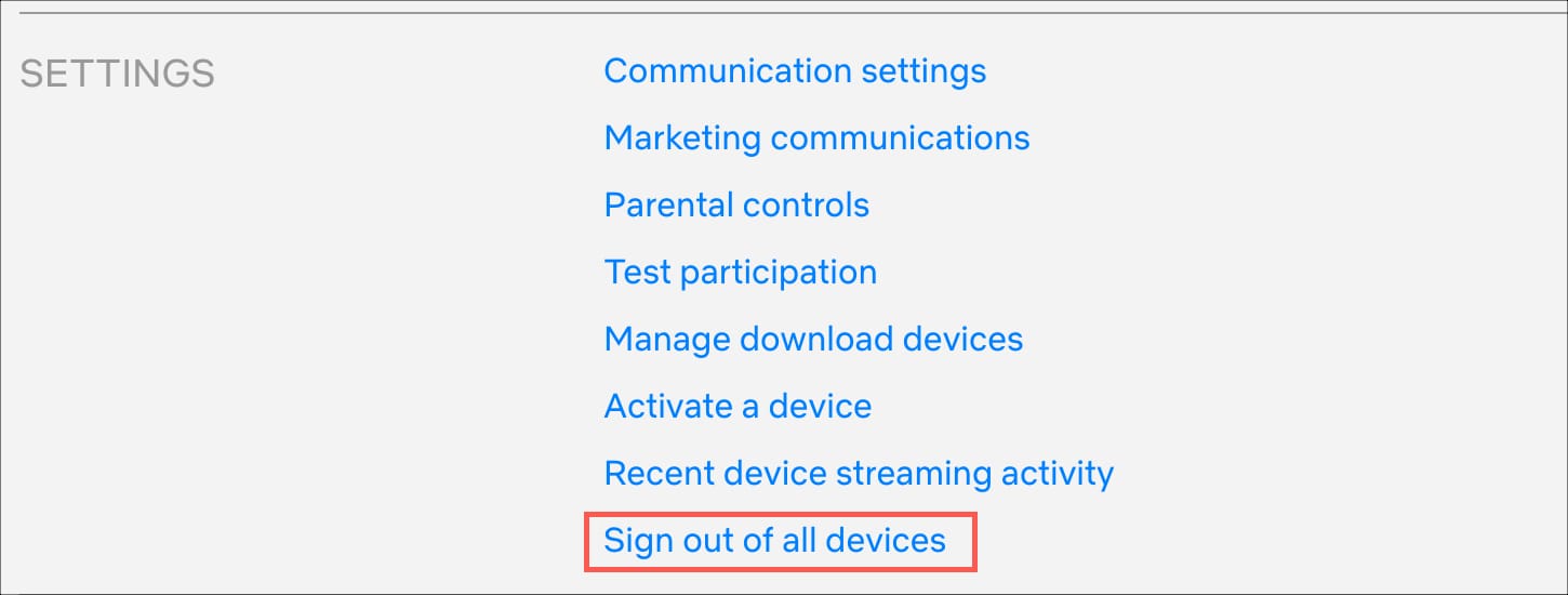 Settings Sign Out of All Devices Netflix Web