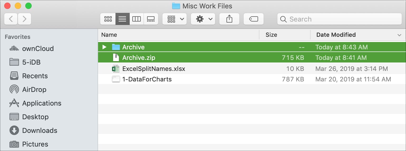 Unzip Archive File on Mac