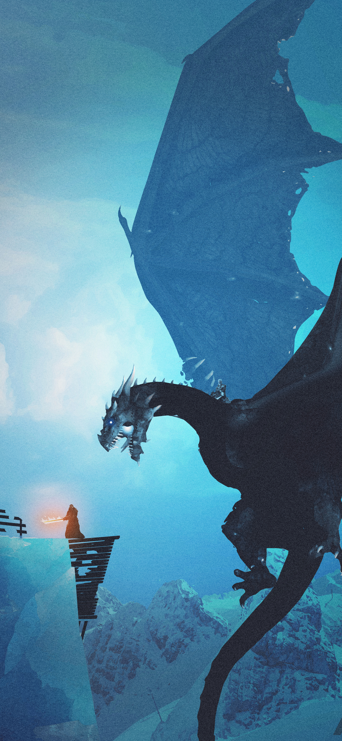 night-king-dragon-vs-lord-of-light iPhone game of thrones wallpaper