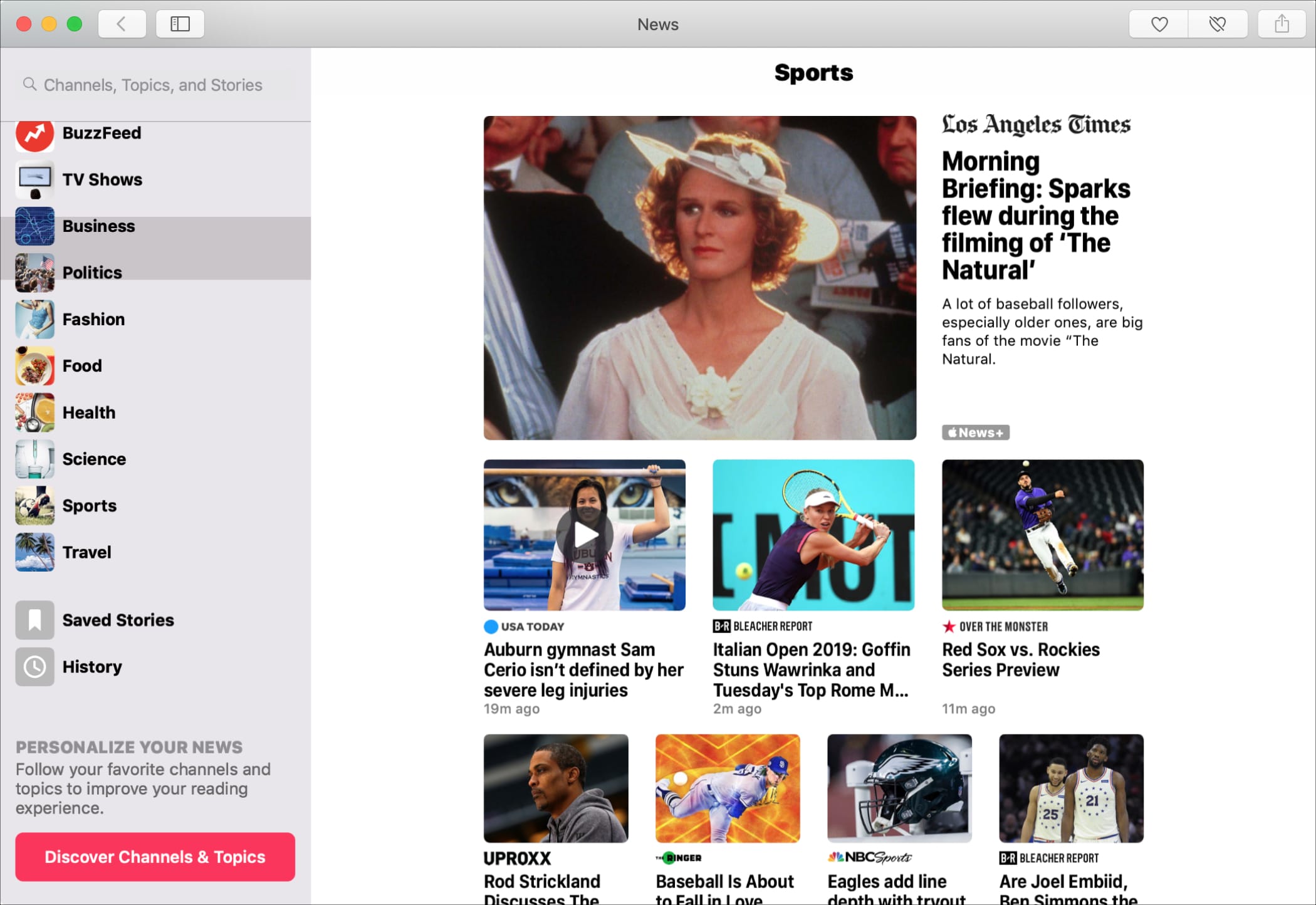Apple News App on Mac Sports