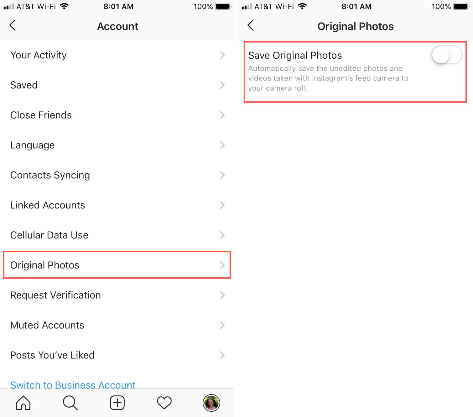 how to stop instagram from saving posts to camera roll?