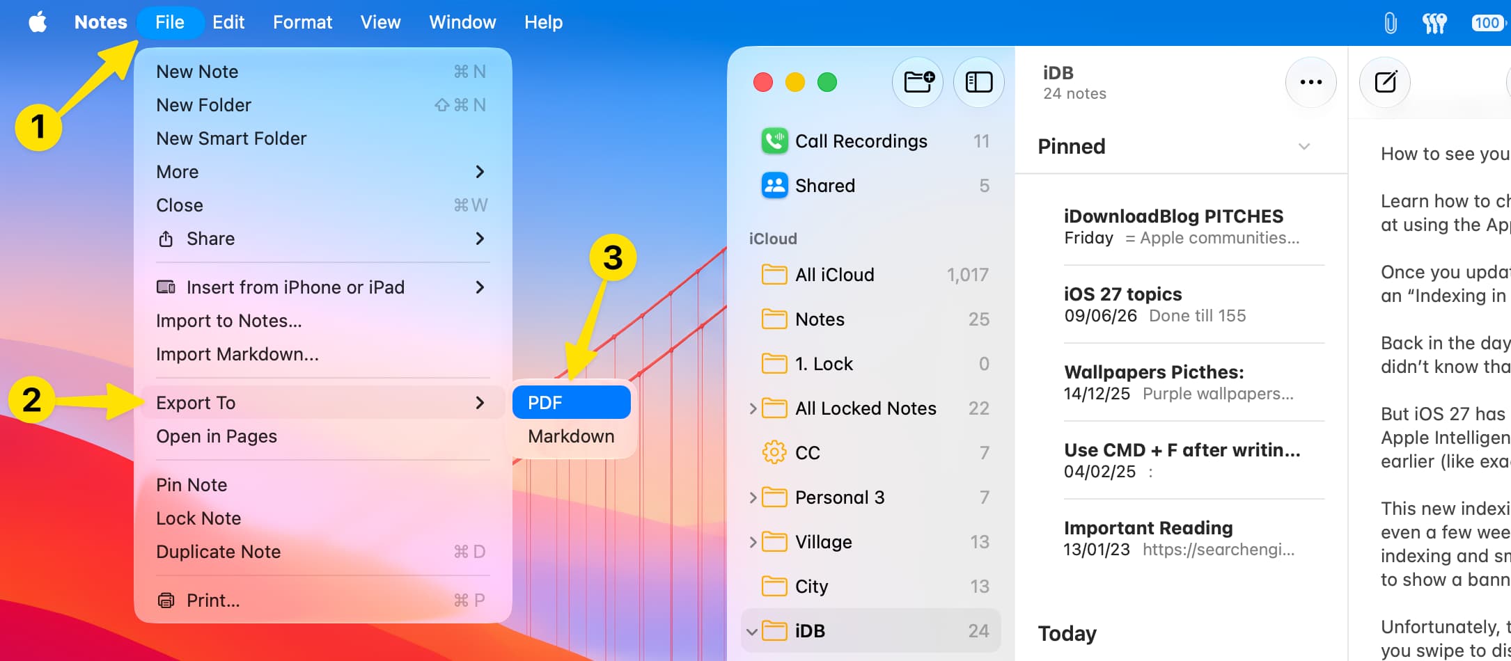 How to export a note as PDF on iPhone, iPad, and Mac
