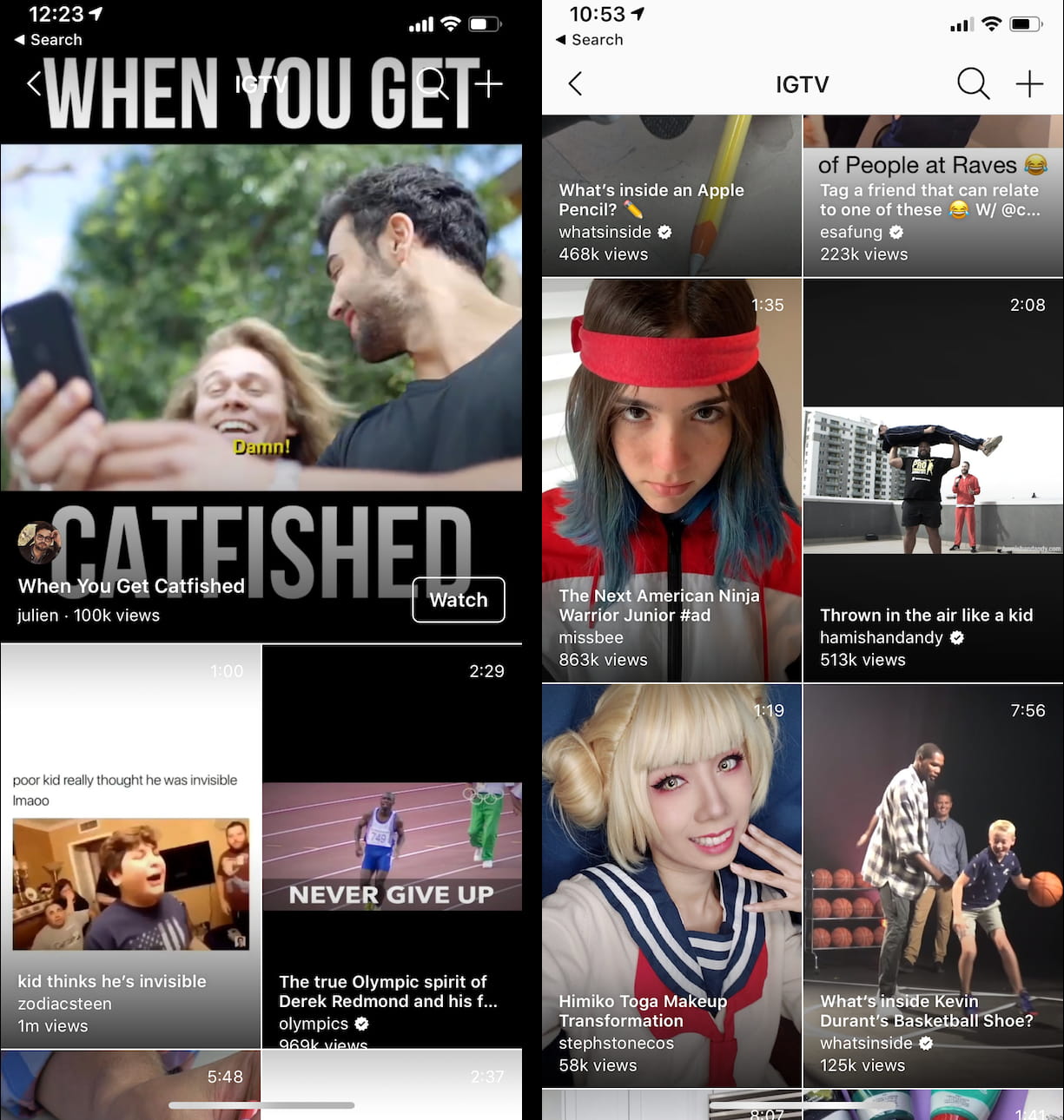 Instagram redesigns IGTV's stream
