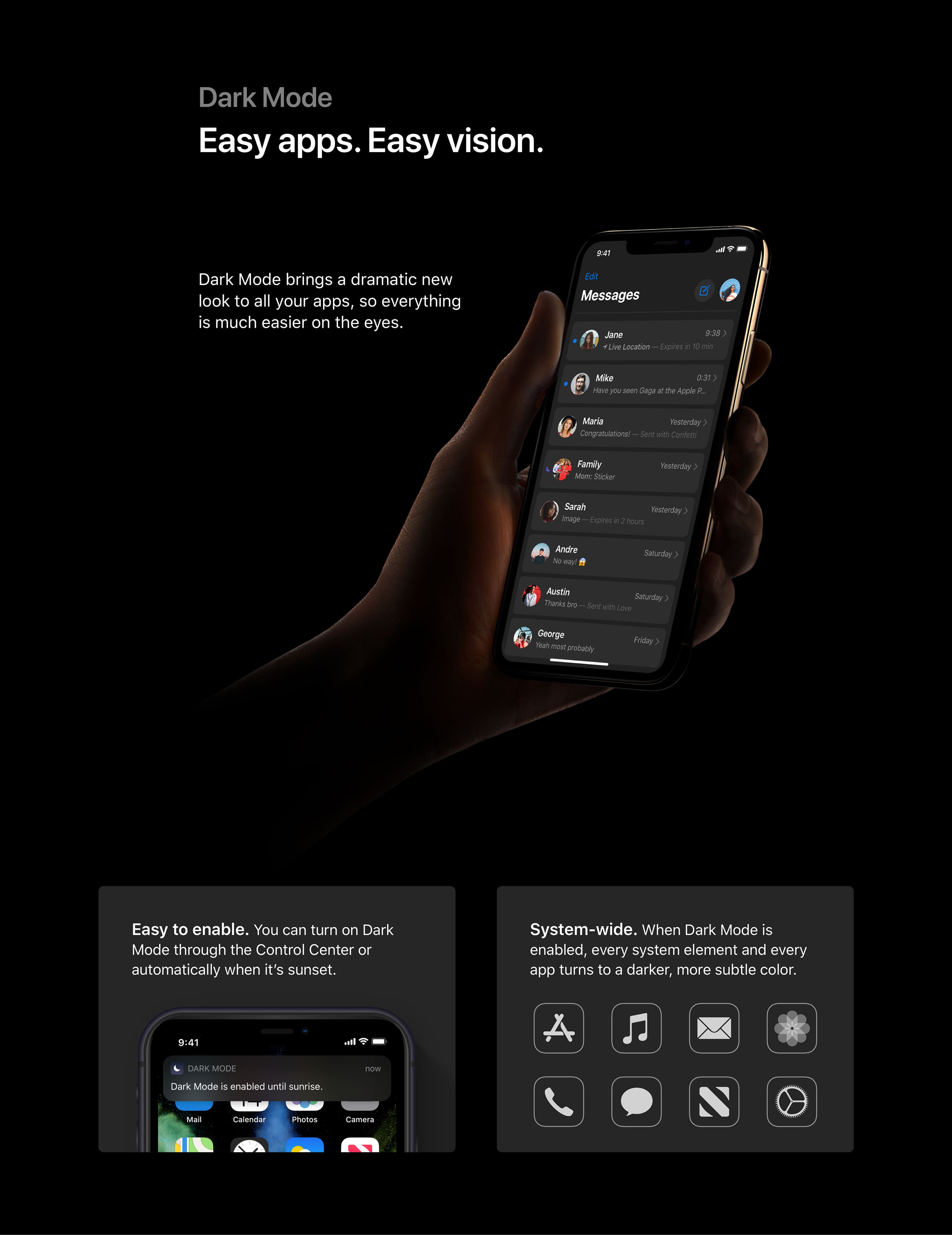 Dark mode envisioned in iOS 13 concept