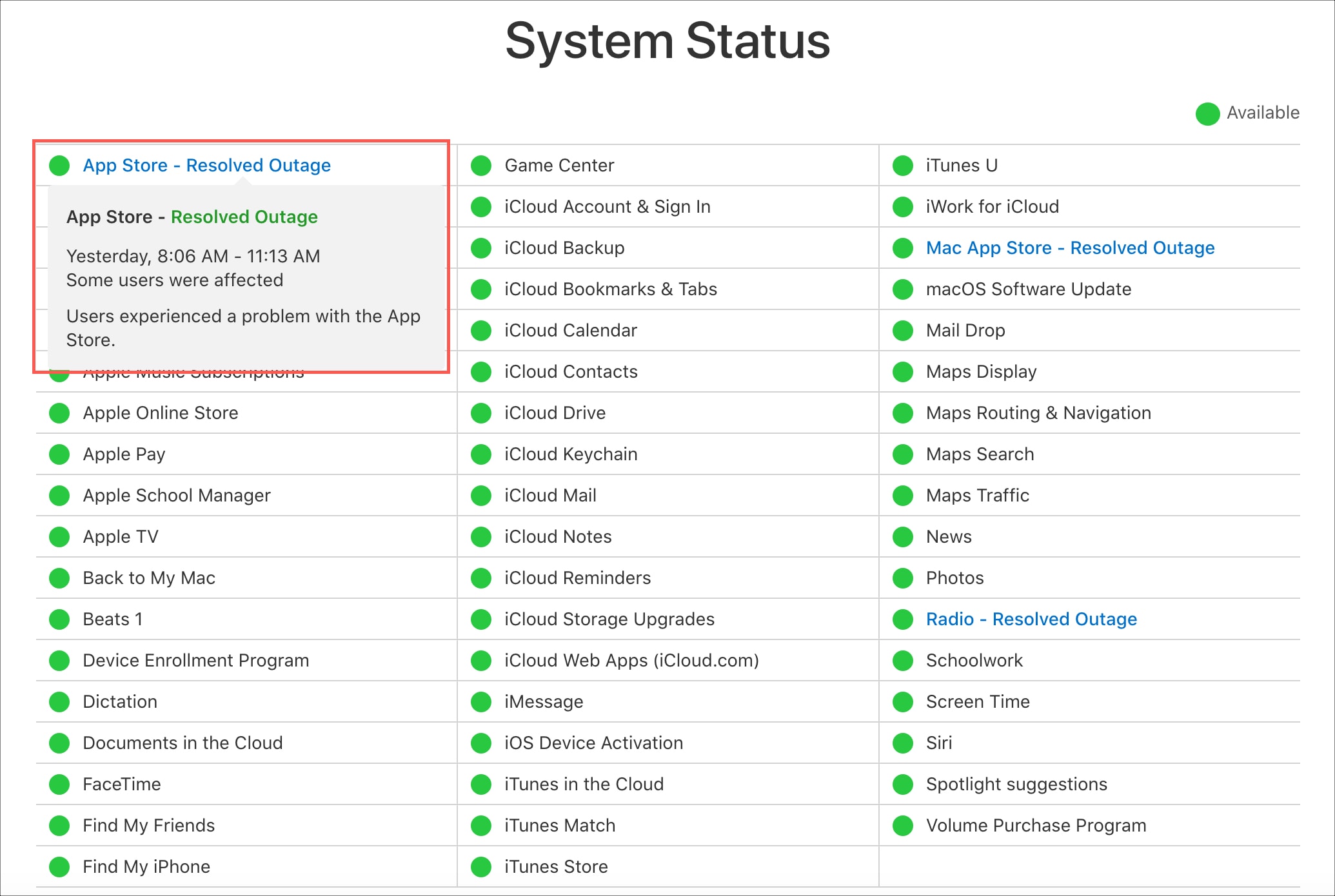 App Store Down Apple System Status