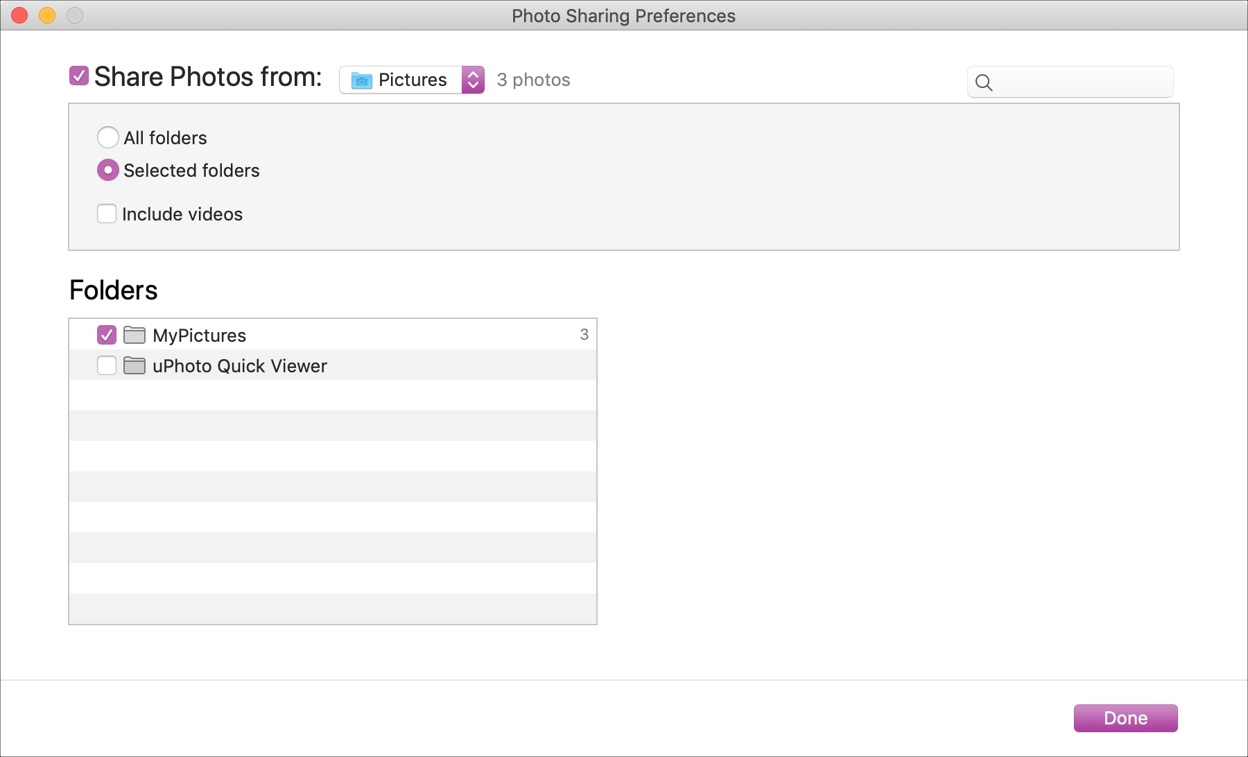 Photo Sharing Preferences Folders Mac to Apple TV
