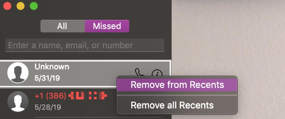 Remove From Recents FaceTime Mac