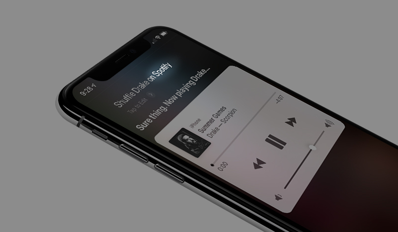 A mockup of what controlling Spotify would look like using Siri