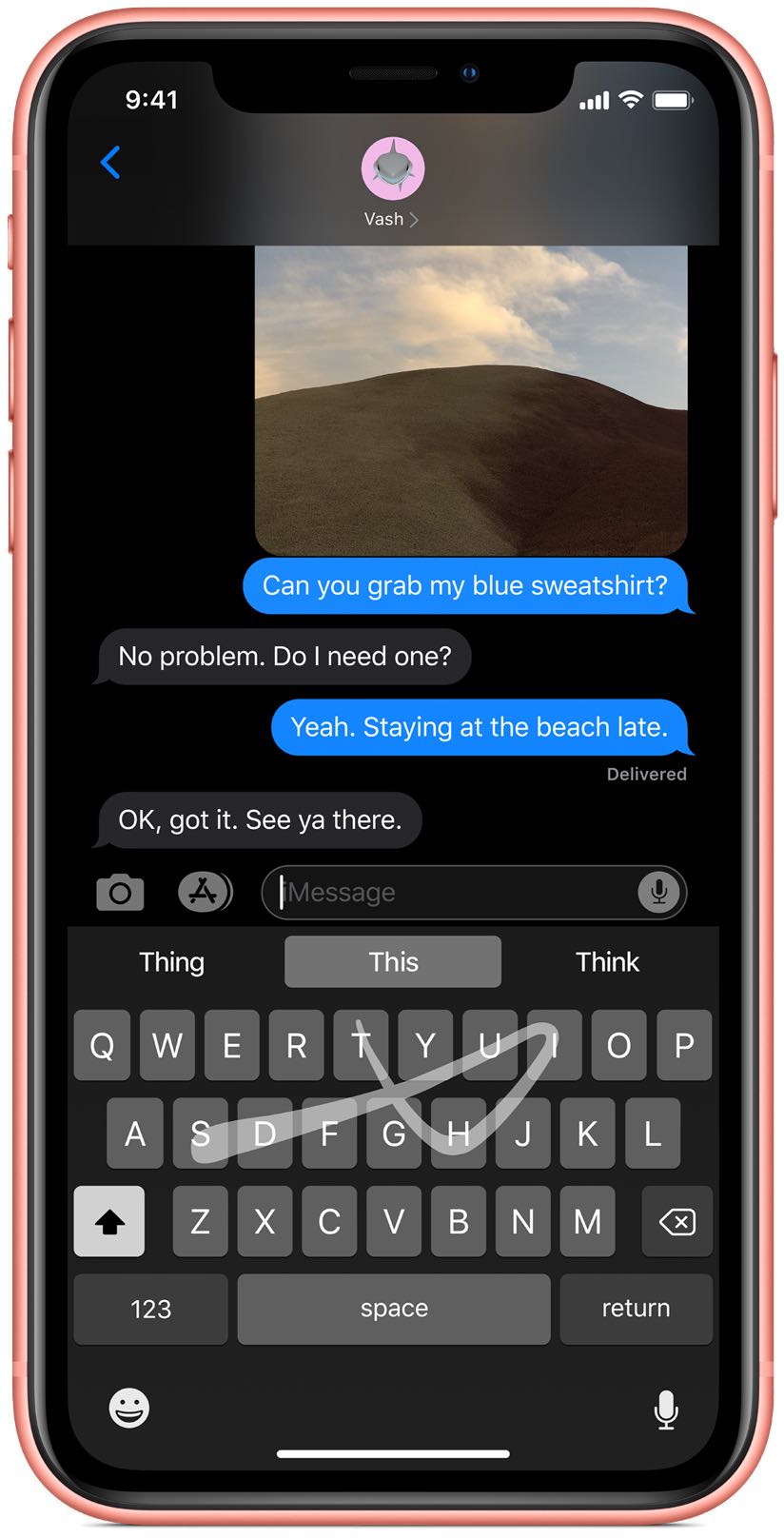 iPhone swipe keyboard - Messages app