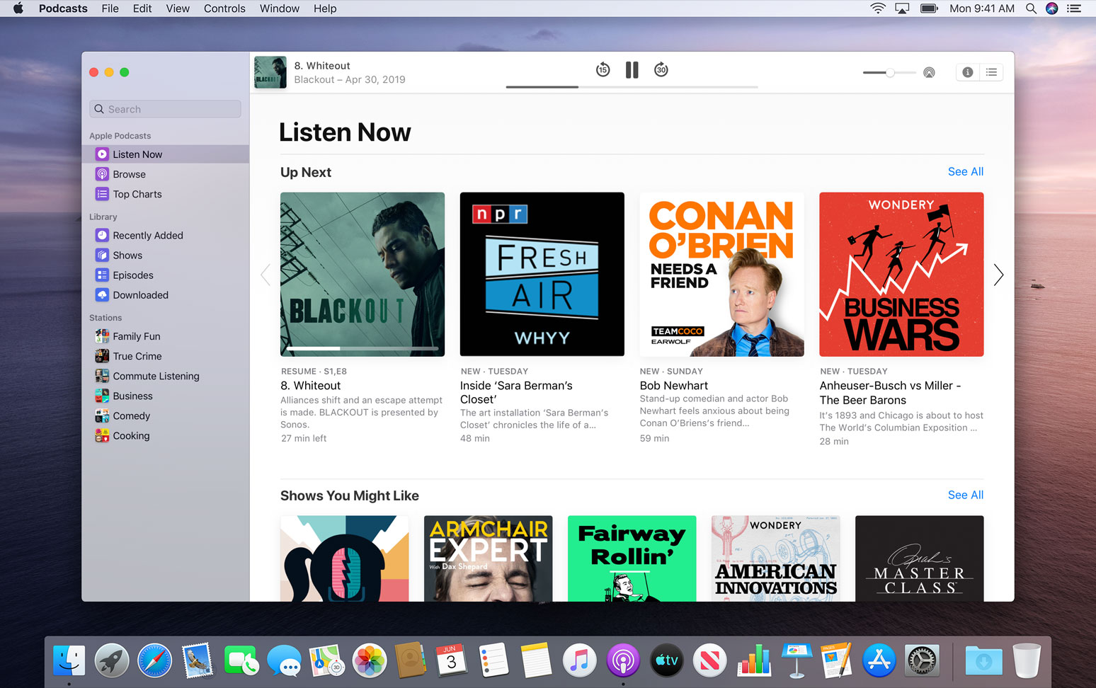 Apple Podcasts app for macOS Catalina
