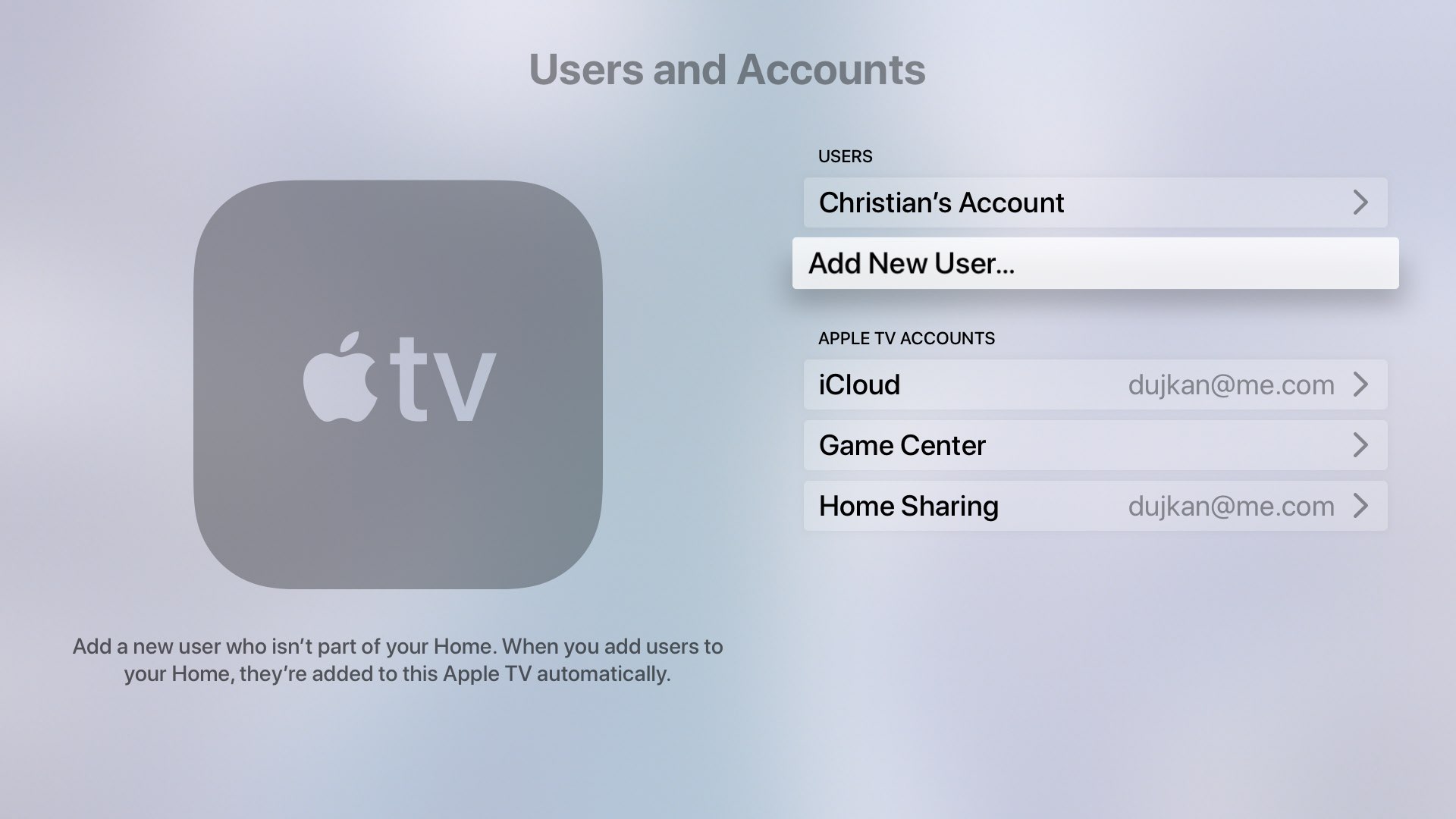 Apple TV multiple accounts