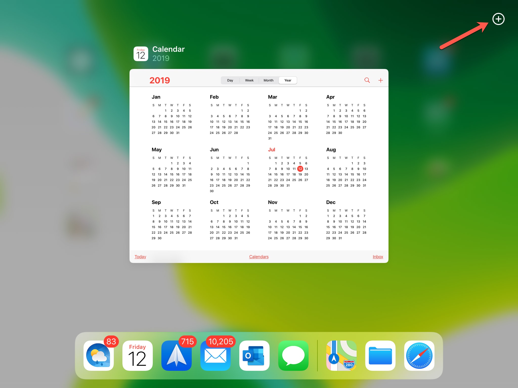Calendar on iPad Expose View