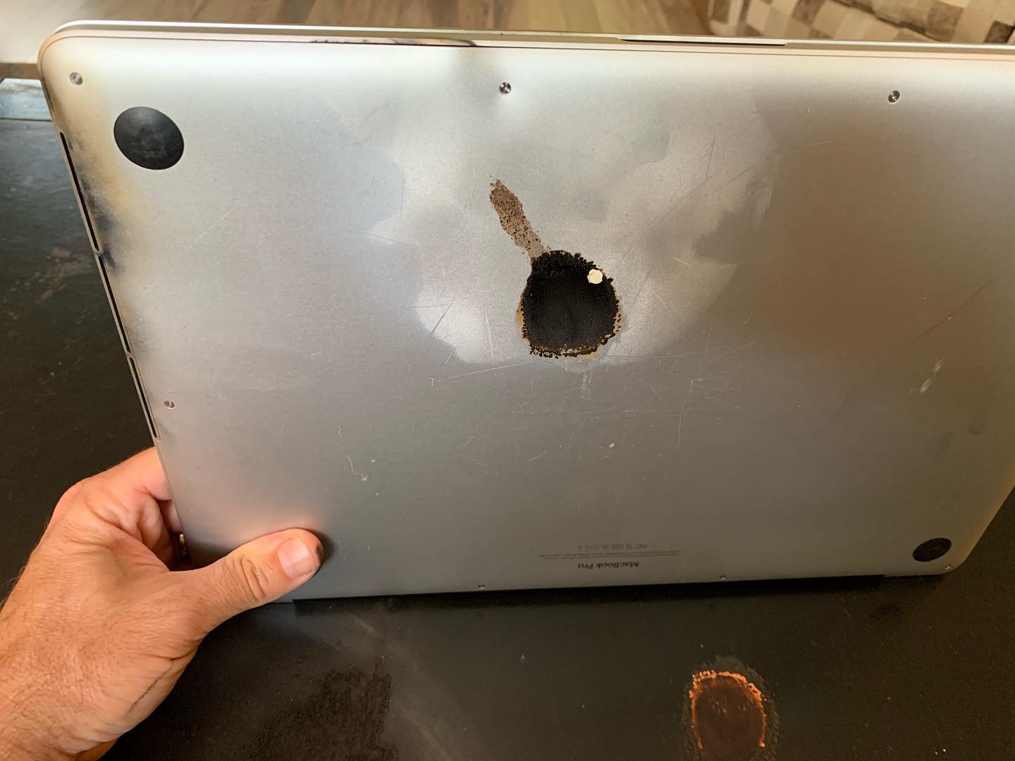Damage done to a 2015 15-inch MacBook Pro