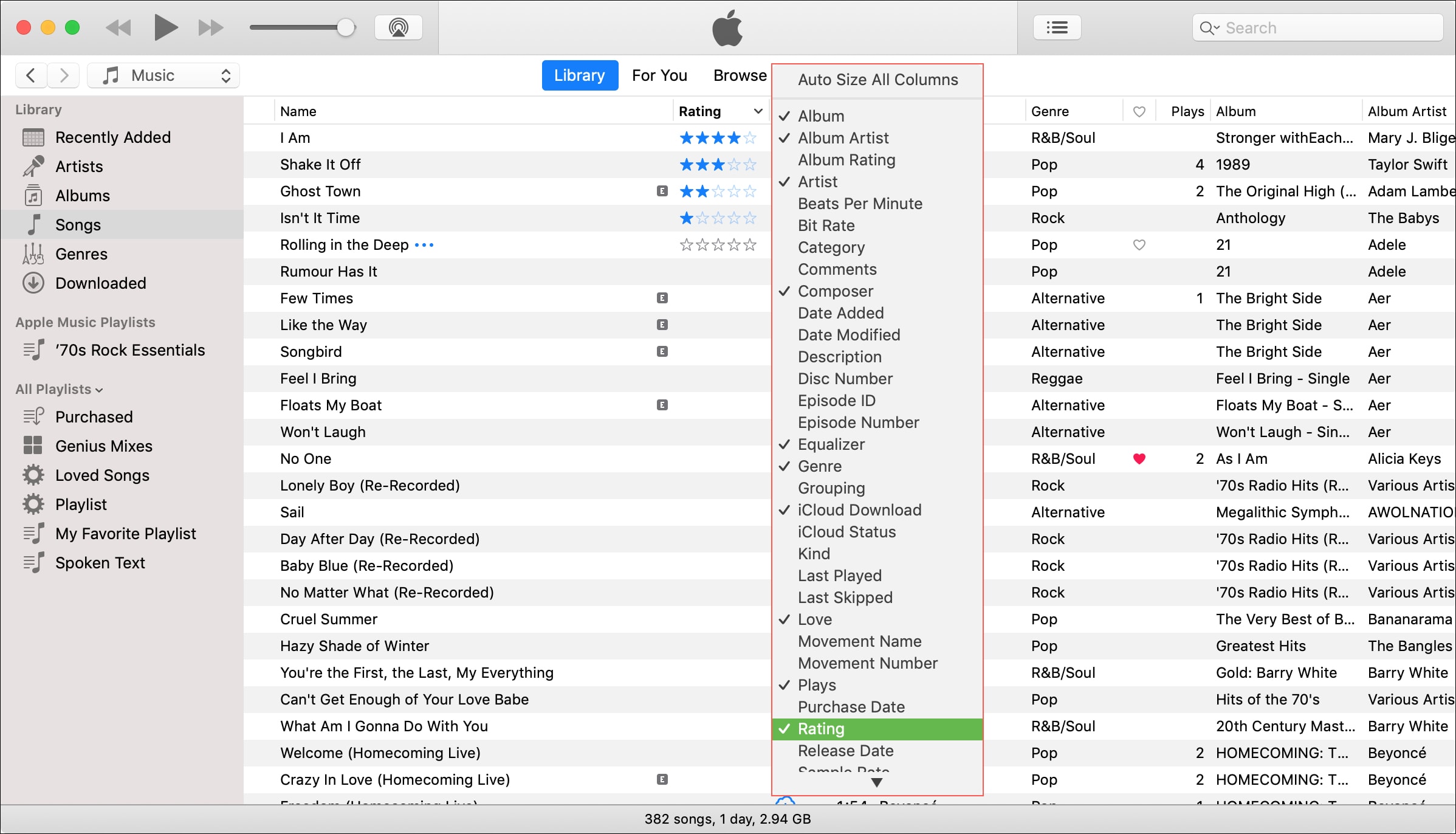 Star Rating iTunes Mac