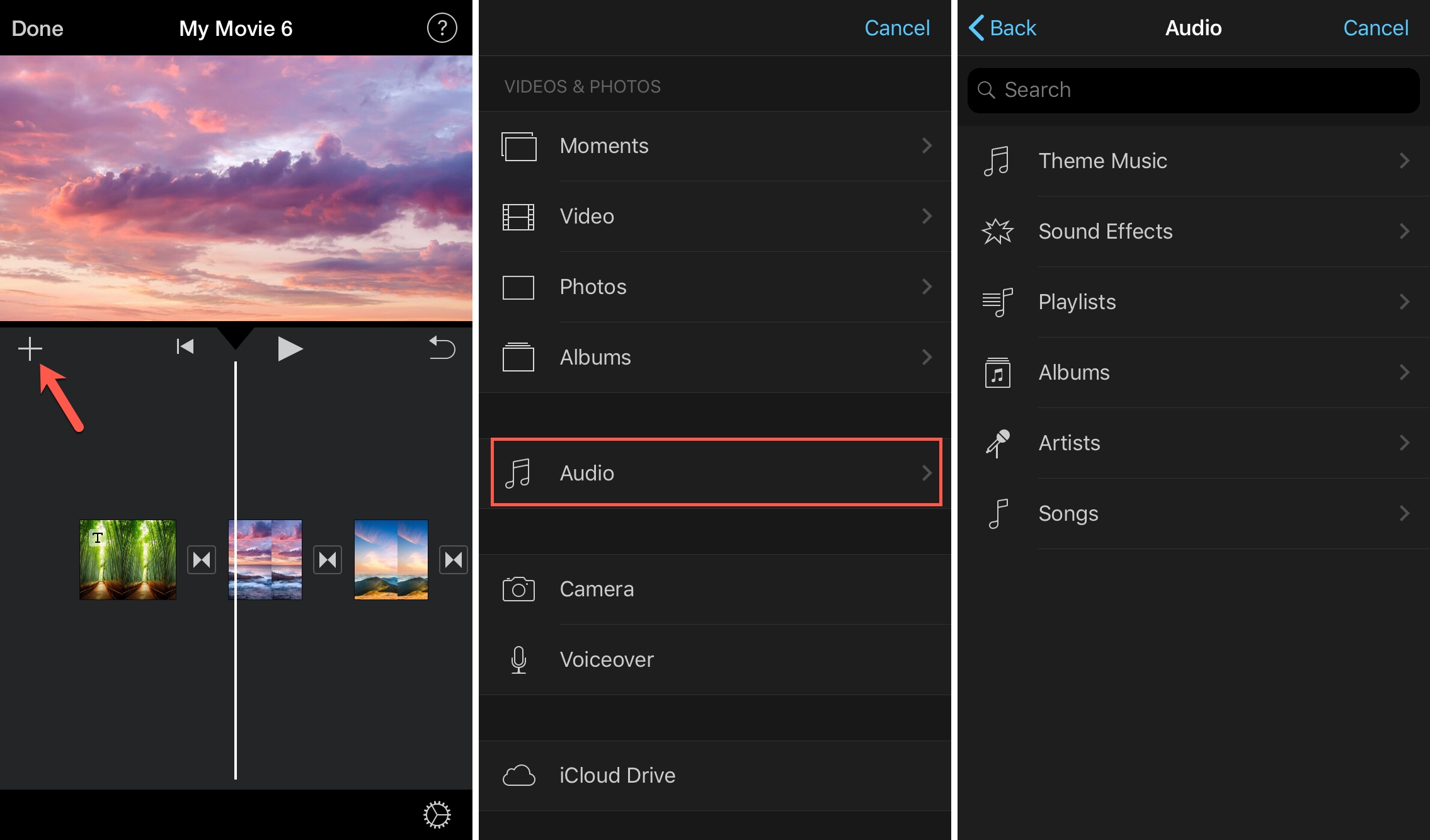Audio Options iMovie iPhone