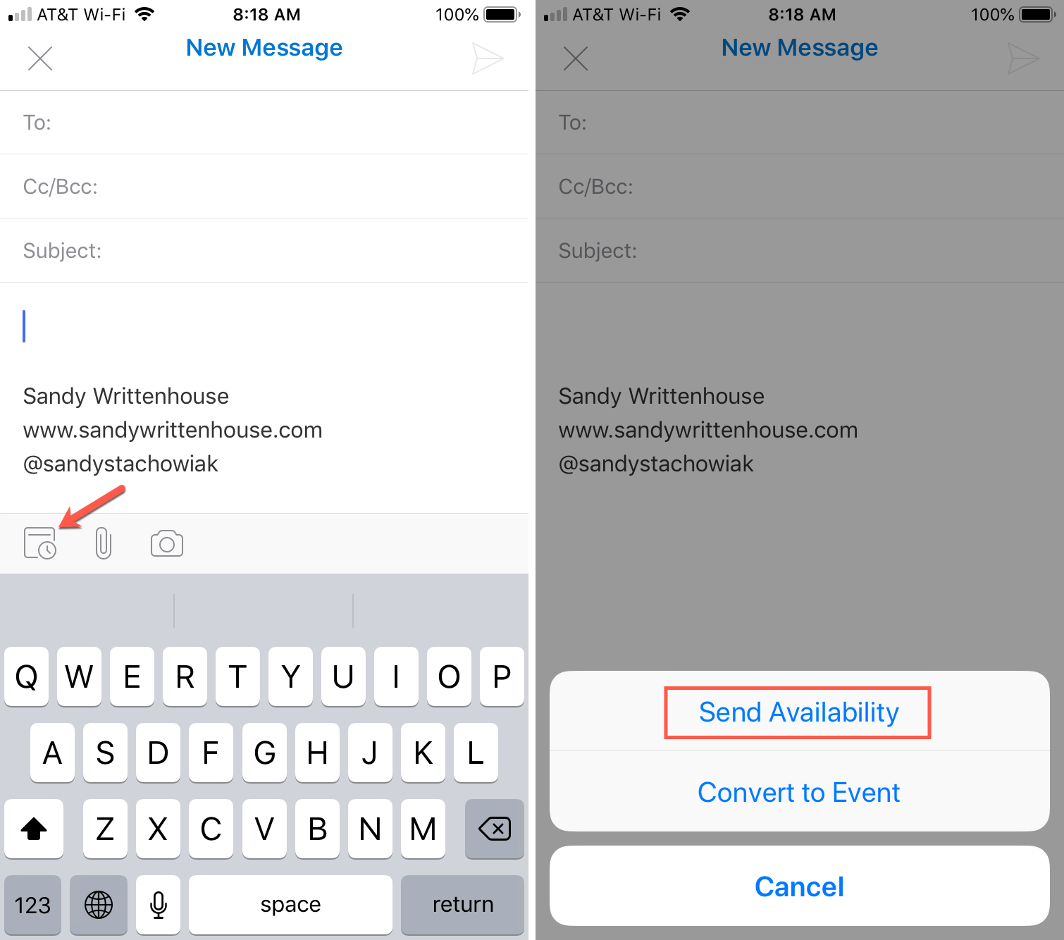 Outlook iOS Send Availability