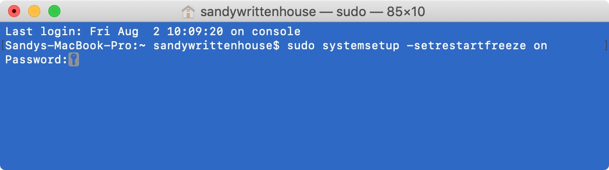 Terminal Command Automatically Restart Mac