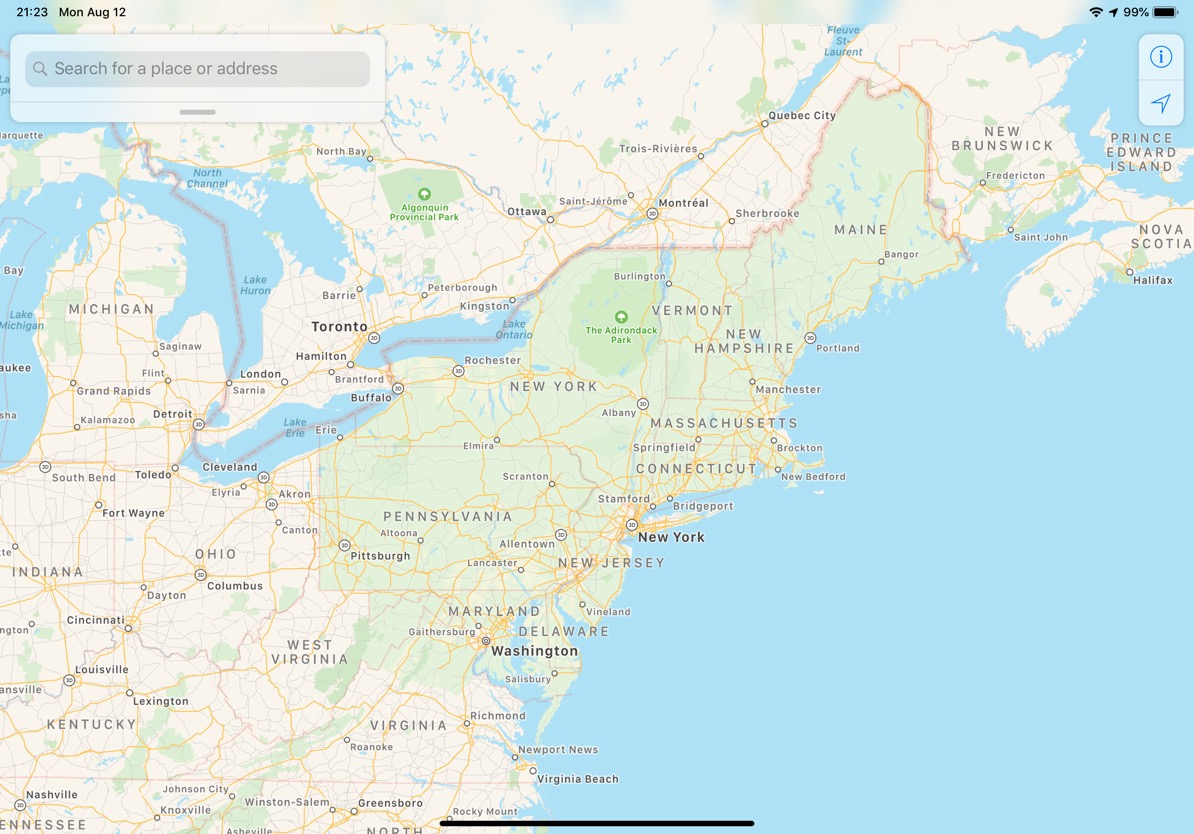 Развертывание восстановлено Apple Данные карт ползут на северо-востоке США 85