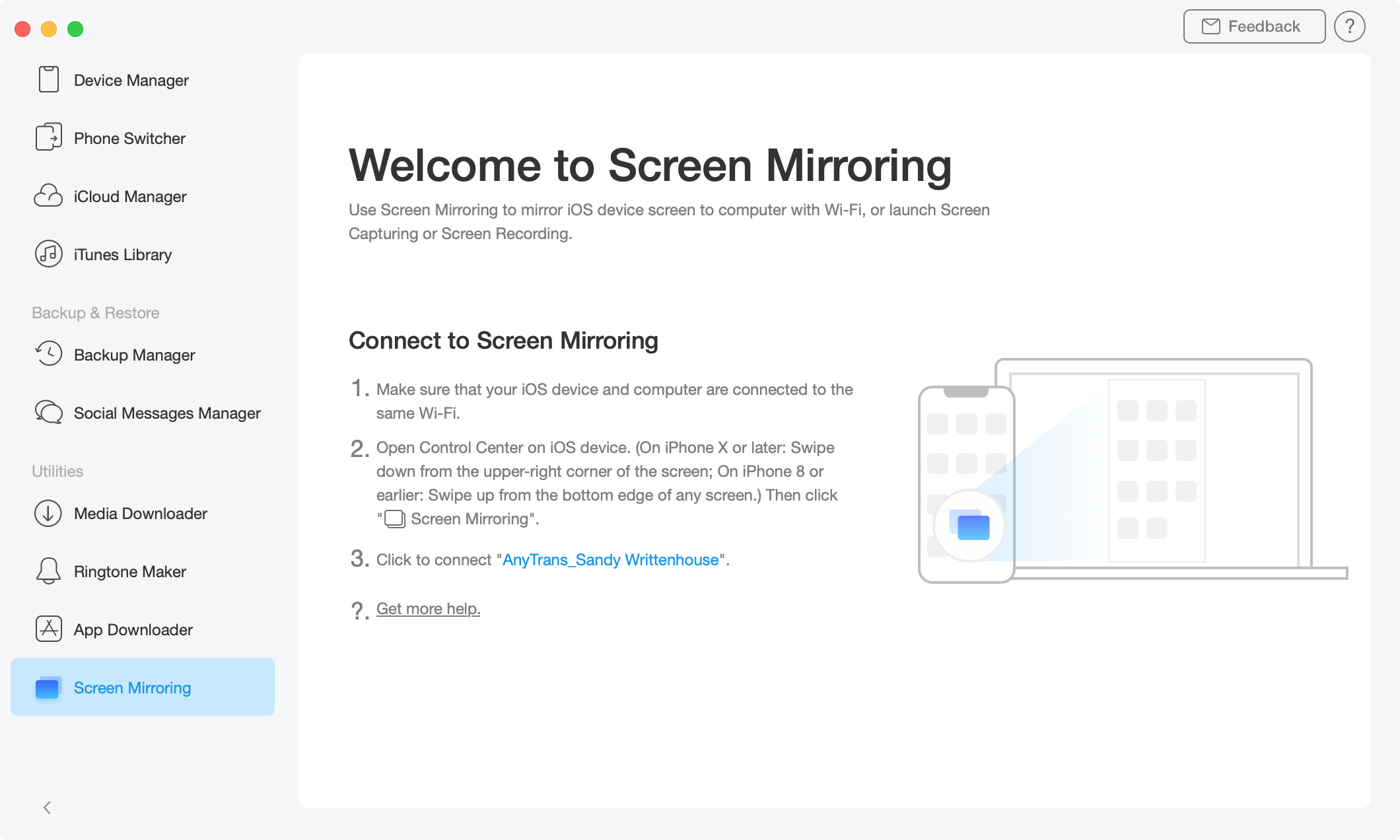 AnyTrans Screen Mirroring Mac