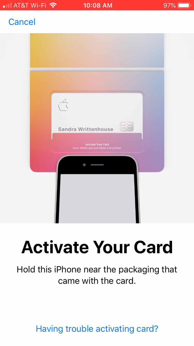 Hold iPhone Near Apple Card