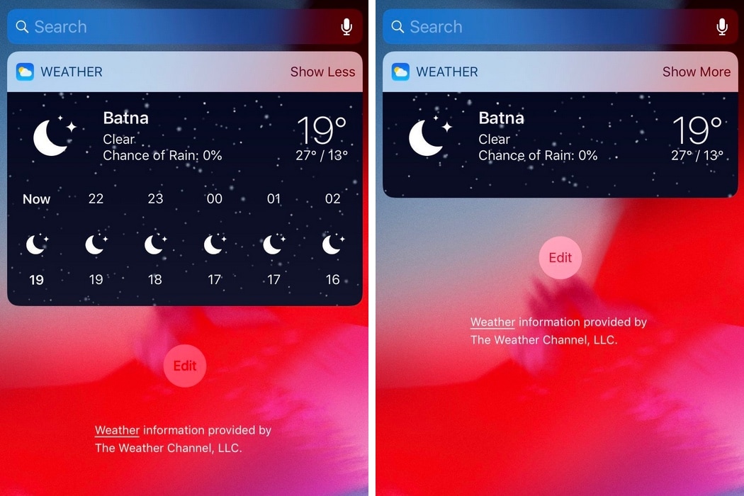 This tweak gives iOS' native Weather widget an animated background