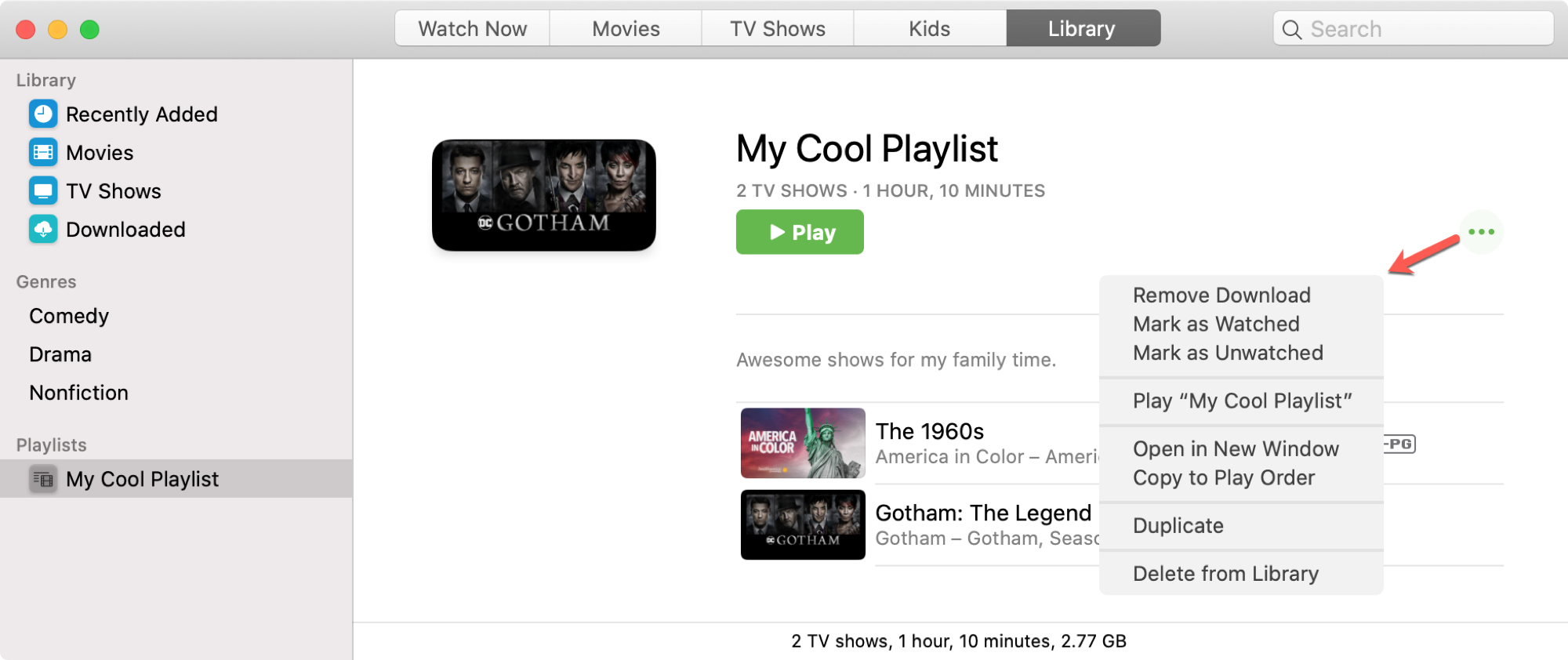 Manage Playlist TV app Mac